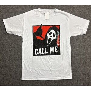 Ghost Face Men's T Shirt Graphic Print Short Sleeve White Medium